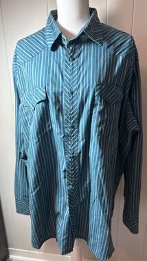 Vintage 2XL Western Shirt Wrangler Cowboy Authentic Striped Snap Long Sleeve AA
